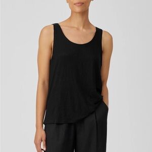 Eileen Fisher black cotton scoop neck tank top